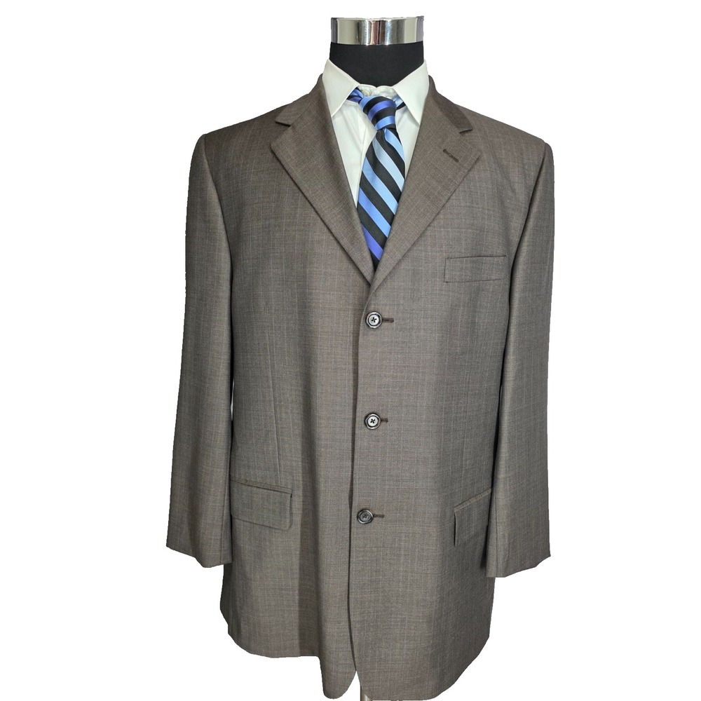 Pronto Uomo 2 Piece Suit Mens 43R Brown Super 120's Wool Cashmere Pants 34x30